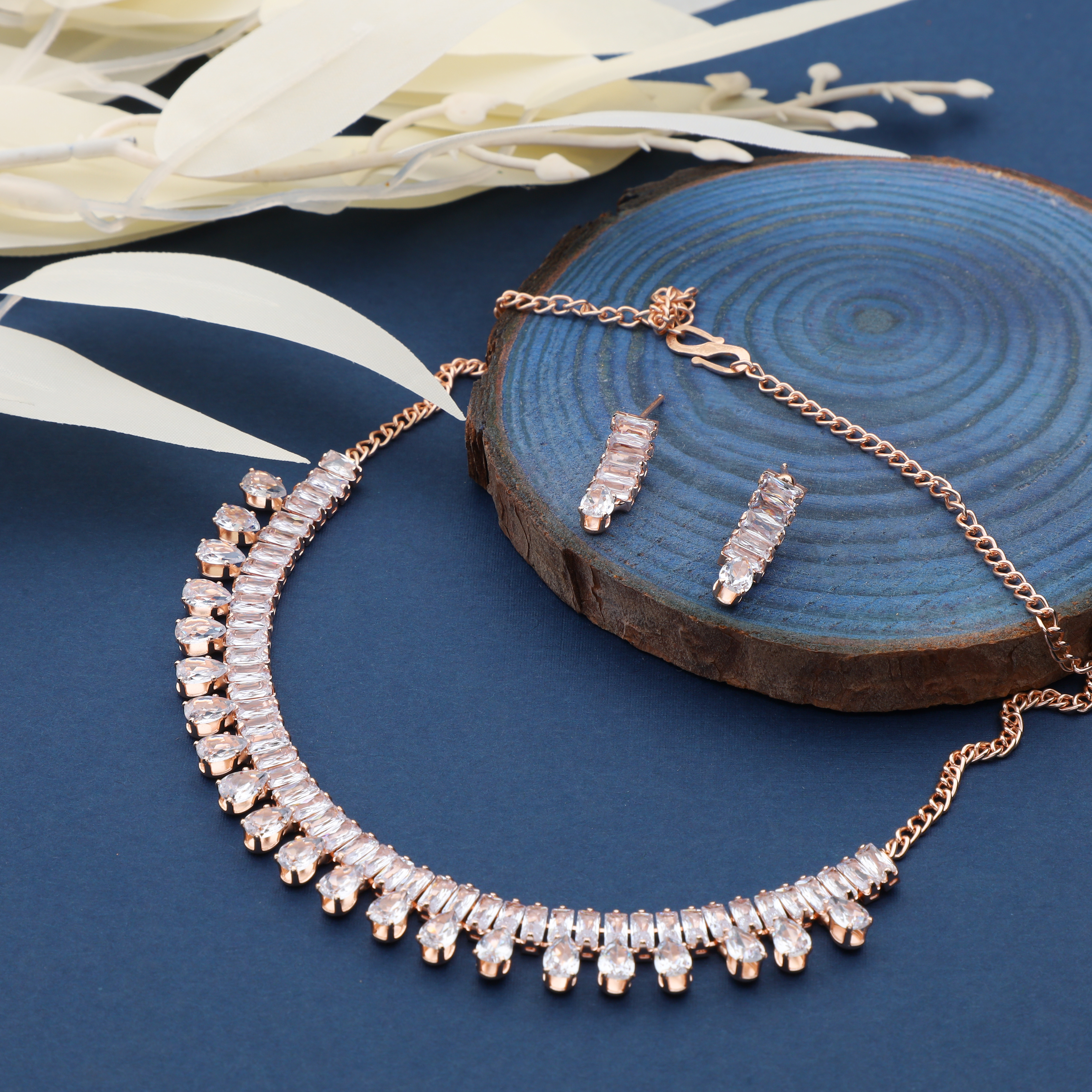 Buy Diamond Necklace Set with Earrings Imitation Jewellery